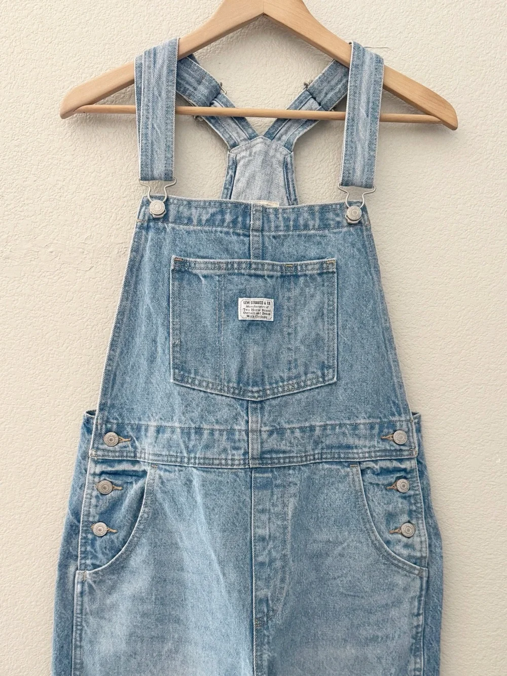 Levis Vintage Straight Denim Overalls Light Wash What A Delight Jean Classic 90s - Picture 9 of 14
